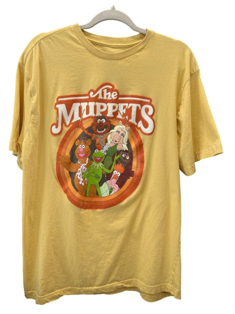 Disnet Muppets Yellow Tee SHirt Graphic Tee XL Cotton Miss Piggy Kermit